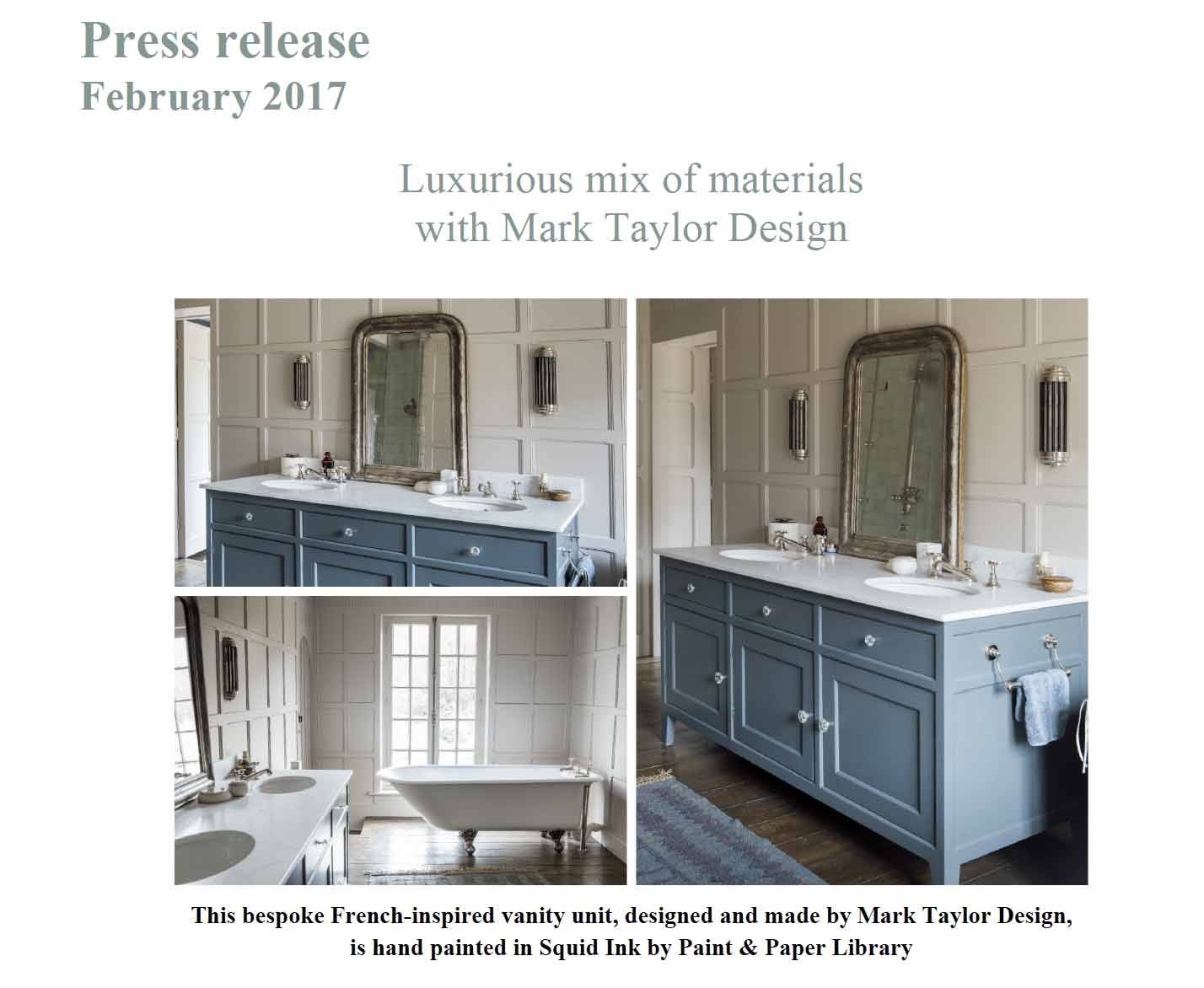 Bespoke  French – inspired vanity unit, designed and made by Mark Taylor Design